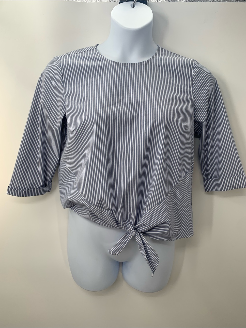 J.Jill Women's Petite Blue White Striped Blouse Size MP Casual Classic Shirt M